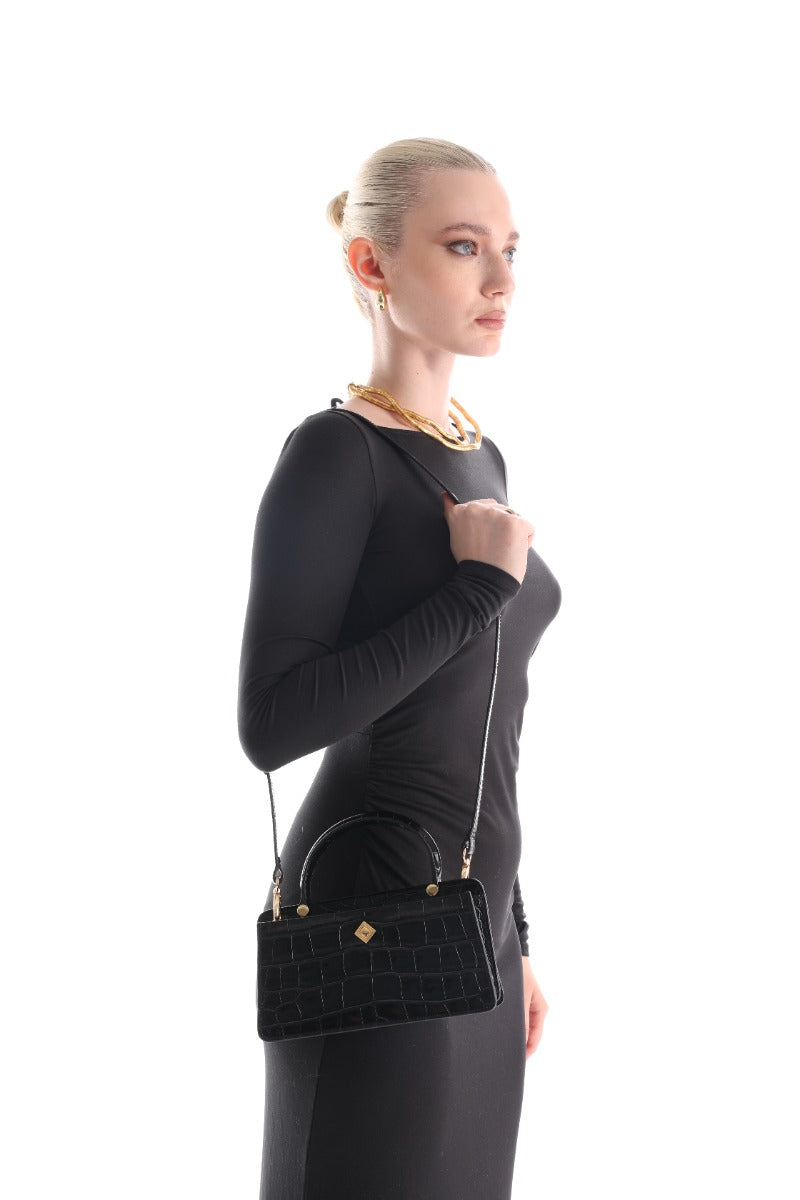 Ladies Handbag - Croc Effect Calf Skin