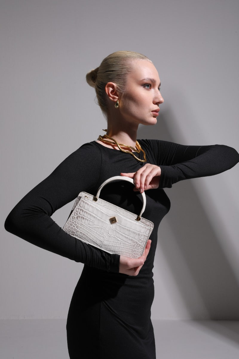 Ladies Handbag Croc - Effect Calf Skin - Himalayan