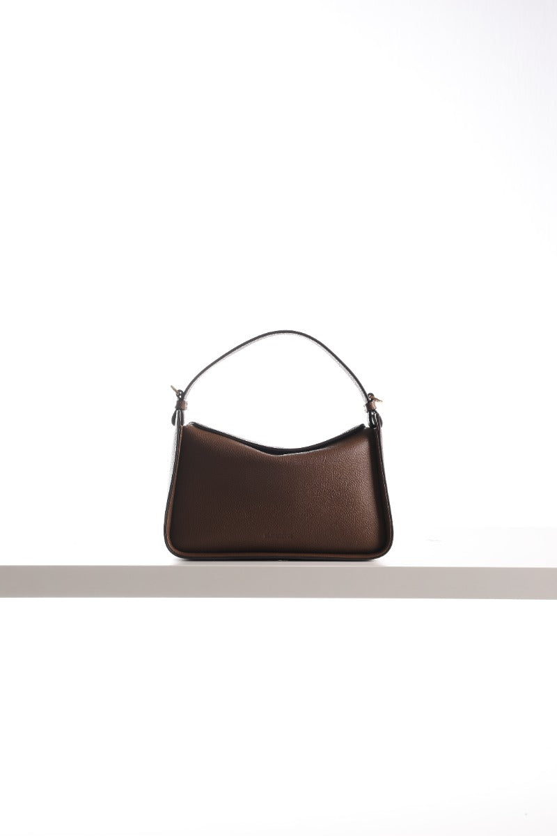 High Quality Small Embossed Leather Handbag - M. Brown