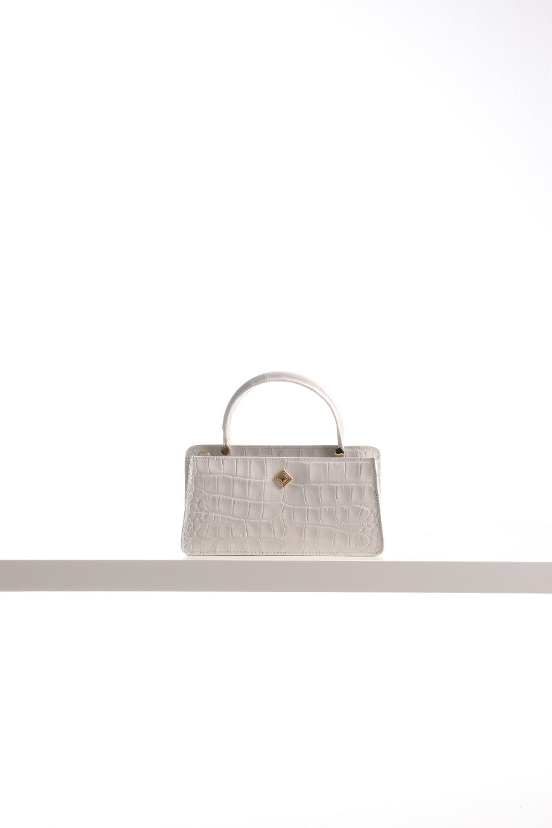 Ladies Handbag - Croc Effect Calf Skin - Summer Sand